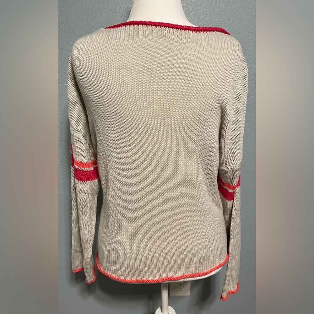 Natural Life Smiley Face Gray Knit Sweater Boho Cozy Oversized Pullover Medium - Picture 3 of 8